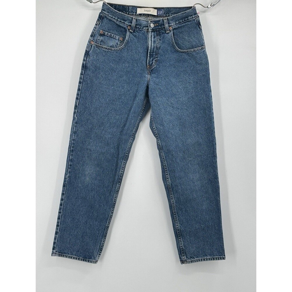 Gap Mens 30x30 Baggy Fit Jeans Made In USA Dark Wash Y2K 100% Cotton Tapered Leg
